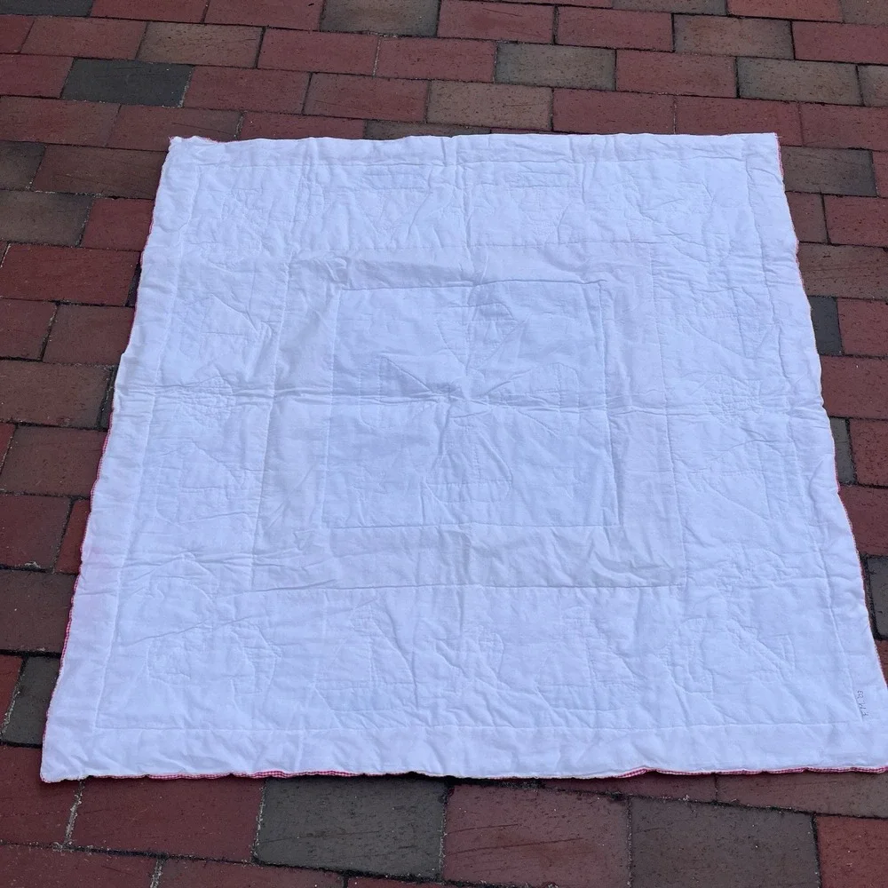 Handmade Sailboat Boys Crib Quilt, Red White Blue, Gorgeous One Of A Kind 38x38